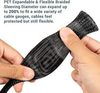 100Ft-1/8inch PET Expandable Braided Wire Sleeving,Wire Loom Cable Sleeve for TV,Computer,Home Theater,Automotive,Home Industrial,Electrical Wires,Chemical,Protect Cat from Chewing Cords,Black