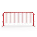 Angry Bull Barricades Metal Interlocking Steel Barricade (8.5 Ft. Heavy Duty, Flat Feet, Red Powder Coated, Set of 10)
