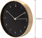LUUK LIFESTYLE Modern Wall Clock with Silent Movement and no Ticking, Scandinavian Design, Gift idea, Decoration for Living Room, Kitchen, Hallway, in Black & Gold