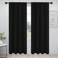 Easy-Going Rod Pocket Blackout Curtains for Bedroom, Room Darkening Window Curtains for Living Room, Thermal Insulated Noise Reduction Solid Window Drapes, 2 Panels(42x84 in, Black)