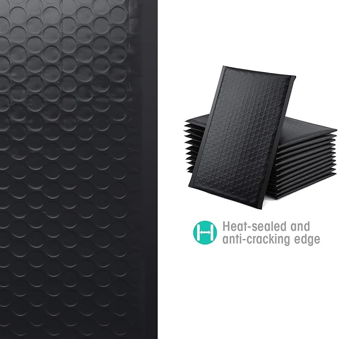 GSSSUSA Bubble Mailers 6x10 Inch 25 Pack Padded Envelopes Usable Size 6x9 Inch Shipping Envelopes Self Seal Small Packaging Shipping Bags for Mailing Jewelry, Small Business, Black