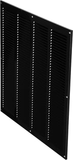 Repa Market Air Vent Cover 16x16 Inch (Outer Dimensions) Black Galvanized Steel Louvered Grill Cover with Mesh Screen/Wall or Ceiling Vent/HVAC Register for Indoor and Outdoor Ventilation