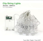 Dopheuor Photo Clip String Lights LED Fairy Clip String Lights Hanging Photo Pictures Battery Operated for Gifts Patio Christmas Bedroom Wedding Birthday Party Halloween Festival Decor (no Battery)