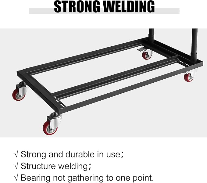 Black Multi-Function Folding Chair Dolly Cart Commercial with 2 Swivel Casters, Storage and Transport Dolly for Plastic Resin and Wood Folding Chairs