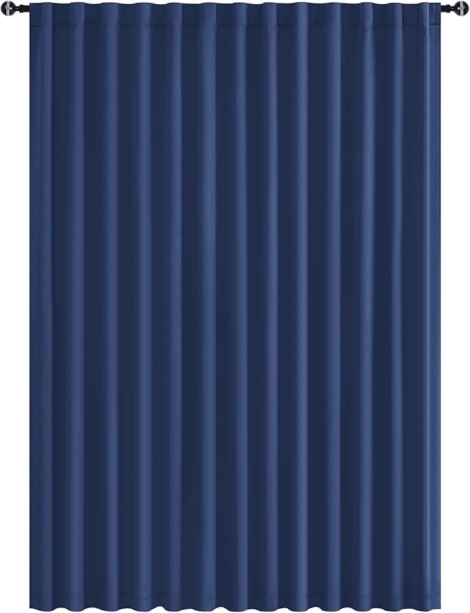 Hiasan Patio Sliding Door Room Divider Curtain Privacy Blackout Thermal Insulated Curtains with Back Tab & Rod Pocket for Bedroom Partition, Living Room Shared Office(100 x 96 Inches, Navy)