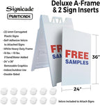 Free Samples 24" x 36" Double Sided A-Frame Sidewalk Sign Includes 2 Plastic Inserts Foldable Portable White Signicade Sandwich Board Retail Promotions Customer Incentives Business Signage Made in USA