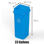 23 Gallon Blue Square Commercial Trash Garbage Can with Lid | Outdoor Office Restaurant School Kitchen