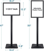 Sign Stand for Display, 11lbs Integrated Rod Heavy Duty Pedestal Floor Signage Stand Holder, for Outdoor or Indoor Advertising (11 x 17, Black)