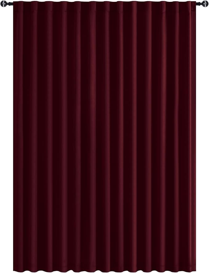 Hiasan Christmas Patio Sliding Room Divider Door Curtains - Extra Wide Privacy Room Thermal Insulated Blackout Curtain with Back Tab & Rod Pocket for Bedroom Partition(100 x 108 Inches, Burgundy)