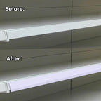 Shelf Label Strips, Pro Painter 50 Pack Self Adhesive 1.5”H Shelf Strip Price Tag Holder for Plastic, Metal and Wood Gondola Shelf, Clear Plastic Front/White Back Sign Holder for 48” Long Shelf
