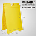 Jumbl A-Frame Signboard 22” x 28” Display Surface – Large Outdoor Sandwich Board w/Weather Resistant PVC Sign Protector & Sand Fill Holes – Dual Signage Stand for Storefront Sidewalk Curb (Yellow)