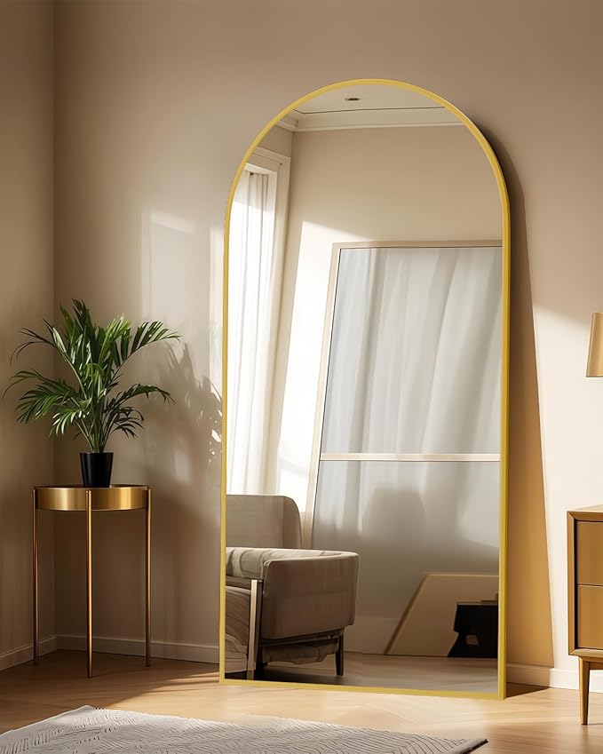 71"x32"Floor Mirror Full Length,Arched Full Length Mirror with Stand,Full Body Mirror,Hanging or Large Leaning for Bedroom Living Room Gold