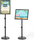 2Pack Sign Holder,11x17 inch Telescopic Adjustable Floor Sign Stand - Aluminum Openable Frame, 360° Rotatable, Suitable for Vertical and Horizontal Display - Perfect for Malls, Schools, Restaurants