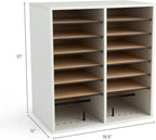 Safco 9422GR Wood Adjustable Literature & Paper Organizer, 16 Adjustable Compratment, Stackable Durable Construction, Home, Office, Mailroom, Classroom Mailbox , Gray