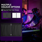 Portable DJ Booth Table,56''x28" Foldable DJ Table Stand Portable with White & Black Scrim,Adjustable D J Facade Tabl e Station Metal Frame D J Tabl e with Cable Hole for Private Events, Clubs, Bars