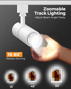 VANoopee 3-Color Zoomable 6 Light LED Track Lighting Kit with 6.6FT H Type Track Lighting Rail, LED Track Light Heads Dimmable Modern Kitchen Track Lighting Fixtures Ceiling Spotlight 10W 1000lm White