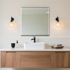 Ruomeng Frameless Mirror for Wall, 30x30 Inch Bathroom Vanity Mirror Farmhouse, Rectangle Mirror with Beveled Edge, Tempered Glass, Hangs Horizontally or Vertically