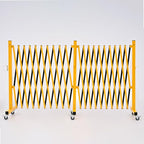 GYMTIME Expandable Barricade, Metal Safety Barrier with Casters, Retractable Traffic Fence, Portable Mobile Temporary Gate, Upgrade Stainless Steel Edge Posts, Yellow and Black, 23 Feet