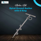 MARINE CITY Spiral Ground Anchor with O-Ring – 304 Stainless Steel 4-1/2 x 10-5/8 Inches, Ideal for Boat Mooring, Camping Tents, Puppy Tie-Out Stakes, Backyards, Marines, Yachts (Pack of 1)
