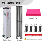 Eurmax USA Standard 10x10ft Patio Pop Up Canopy Tent for Outdoor Events Commercial Instant Canopies with Heavy Duty Roller Bag,Bonus 4 Canopy Sand Bags (Pink)