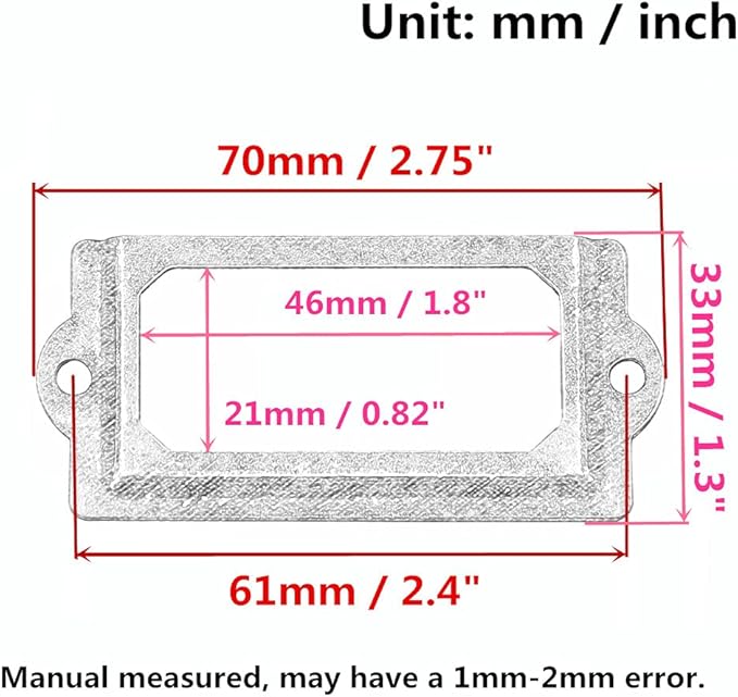 [32 Pack] Antique Bronze Office Library File Drawer Cabinet Card Tag Label Holder Metal Frame 70mm x 33mm