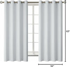 BGment Room Darkening Curtains 63 Inches Long - Grommet Thermal Insulated Drapes Window Treatment Curtains for Bedroom, 2 Panels, 52 x 63 Inch, Greyish White