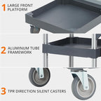 3 - Shelf Heavy - Duty Commercial Janitorial Cart with Wheels - 16 - Gallon Trash Bag Included, 220 Lbs Capacity, Perfect for Hotels, Schools, Apartments and More