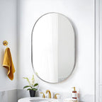30x20 Mirror Runway Oval Wall Mounted Aluminum Alloy Metal Frame Rectangle Mirrors for Entryway Bedroom Bathroom Living Room 30 20 inch Silver