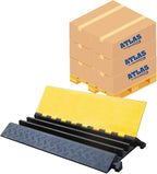 Kable Kontrol Atlas Heavy Duty Cable Protector Ramp - 3 Channel Bulk Wholesale Pallet - 30 Pcs - 36” Long Black & Yellow – 44000 Lbs Capacity - Rubber Speed Bump Wire Protector Cord Cover – CP9986