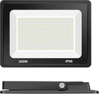 2 Pack 300W LED Flood Light Outdoor (1600W Equivalent), 36000LM Ultra Bright Security Lights, IP66 Waterproof Exterior Plug in Floodlight, 6000K Daylight White for Lawn Yard Garden Stadium