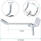 Pegboard Hooks, 2-Inch, 50 Pack Sturdy Hooks with 150 Peg Locks/Caps for 1/4 inch and 1/8 inch Peg Board, Metal Hanger for Garage, Craft Room and Store, Won’t Fall Out