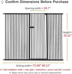 Lumizone Extra Tall Cat Gate 55.12" High Pressure Mounted Extra Wide 2025 New (17 Sizes) 1.37" Gap No Drilling Auto-Close One-Handed Operation Tall Pet Gate for Dogs(Black, 55.12" H x 75.98"-80.11" W)