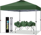 PHI VILLA 10x10 Pop Up Canopy Tent Easy Outdoor Sun Shade for Events Party Tent, 100 Sq. Ft of Shade, Green