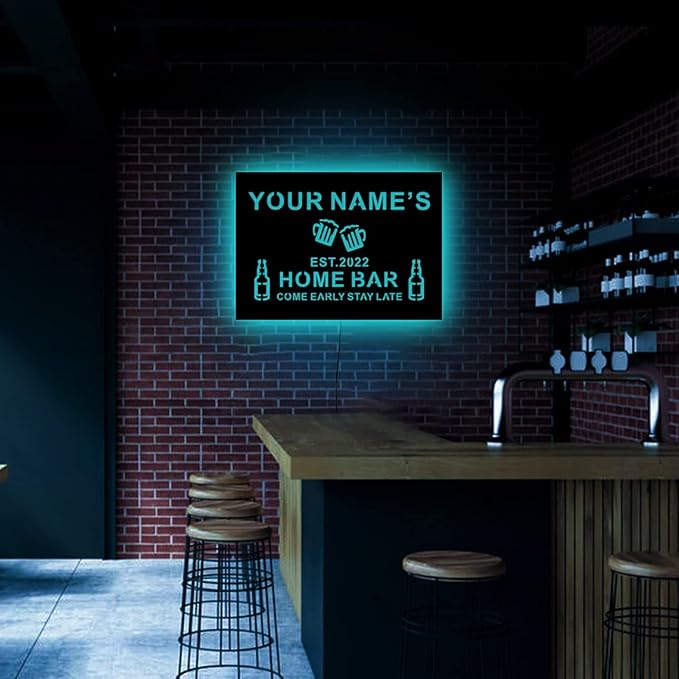 Personalized Your Name Custom Home Bar Neon Signs, Established Year Personalized Name Neon Sign, Man Cave Sign, Bar Led Sign, Neon Sign Wall Decor