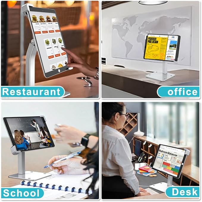 Anti-Theft Kiosk Desktop Stand for 7-11“ ipad Tablet, 360° Swivel Heavy Duty Aluminum Retail POS Business Tablet Mount with Security Lock, Compatible iPad 10th 9th 8th Gen iPad 10.9 10.2 9.7