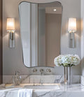 ANDY STAR Brushed Nickel Mirror, 24x36 Inch Scalloped Mirror, Unique Bathroom Mirror with Rust-Proof Stainless Steel Metal Frame, Ideal for Entryway, Powder Room