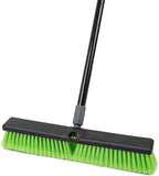 18” Indoor Shop and Garage Push Boom with Soft Bristles, Heavy Duty Brush Broom with 59” Long Handle for Commercial & Residental Floor Cleaning Sweeping
