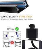 Track Lighting Heads 6.5W 4000K Cool White Dimmable Bright LED Track Lights Fixtures for Accent Retail Kitchen Artwork,120V Linear Track Light H Type-CRI90+ 24° 500lm - 20 Pack (Black)