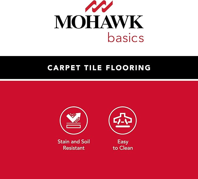 Mohawk Basics 24" x 24" Berber (Loop pile), 0.09" Pile Height, Carpet Tile, PET Fiber, Neutral Color, (24 Tiles), (96 sqft/carton)