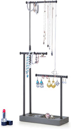 SRIWATANA Jewelry Organizer Display Extra Tall Necklace Holder 3 Tier Jewelry Tree Stand, Gift Idea (Weathered Grey & Black)