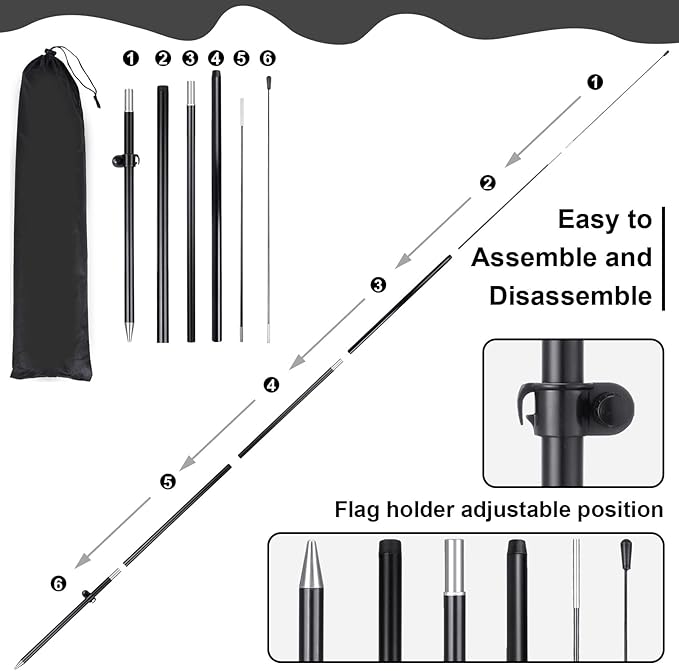 Buryeah 3 Sets Now Open Feather Flag Pole Kit for Business Advertising 7 ft Open Flag Banner Sign with Pole Kit Ground Stake and Portable Bag for Outside Ground (Black)
