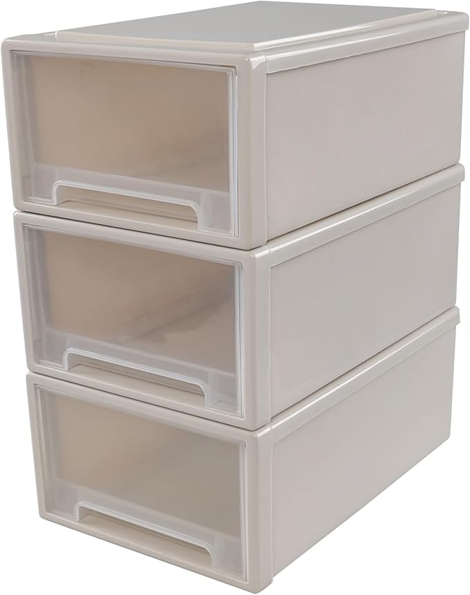 6 Quart Plastic Stacking Storage Drawer Unit, 3 Packs
