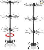 2 Pcs Spinning Jewelry Display Stand 3 Tier Rotating Keychain Earring Retail Rack Adjustable Fashion Counter Jewelry Tree Display Holder Organizer for Women Men (Black)