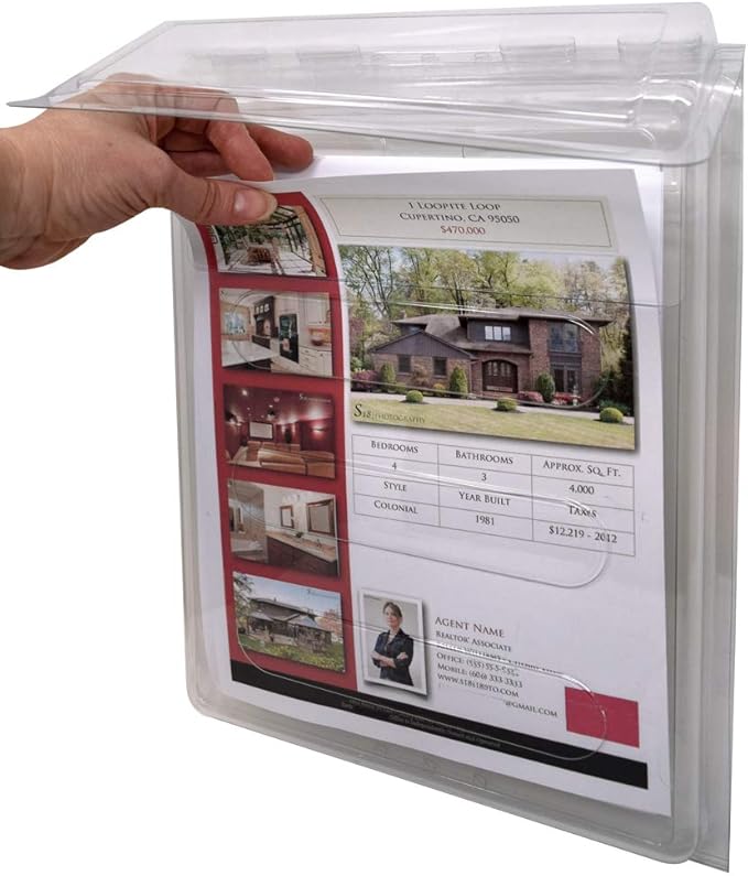 Mediz Outdoor Real Estate Brochure Box - Easy to Use Take One Document Holder Can Hold 200, 8.5 x 11 Documents, Flyers & Brochures or Other Outdoor Marketing Needs (12)
