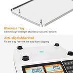 Price Computing Scale NTEP Certified for Legal Trade Rechargeable, Commercial Grade with Dual LCD Display, 60lb Stainless Steel Platform for Meat Shop, Deli, Produce Farmers Market COC#21-001