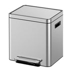 Dual Compartment Trash Can - 2 X 4 Gal (2 x 15L) Stainless Steel Trash Can, Double Sorting Bin with Soft Close Lids, Removable Inner Bucket, Step-on Recycling for Kitchen Home Office