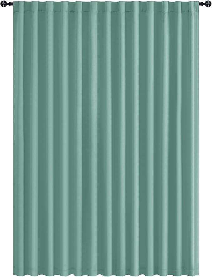 Hiasan Patio Sliding Room Divider Door Curtains - Extra Wide Privacy Room Thermal Insulated Blackout Curtain with Back Tab & Rod Pocket for Bedroom Partition(100 x 108 Inches, Sage Green)