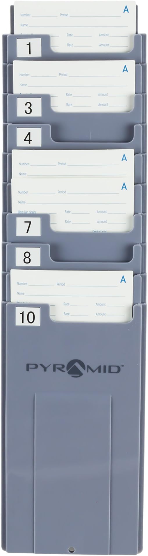 Pyramid Time Systems - Pyramid 43087 Time Card Rack Compatible with Pyramid 2500/2650 Time Clocks and 42415 Time Cards, Plastic Wall Mounted Holder with 10 Slots – Time Card Holder