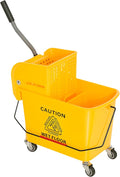 HOMCOM Compact Mop Bucket with Wringer on Wheels for Floor Cleaning, 21 Quart, Separate Dirty and Clean Water, for Home, Apartment, Yellow