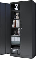 Metal Storage Cabinet, 72 Inch Tall Metal Storage Cabinet with Doors and Shelves, Pantry Cabinets for Kitchen Storage, Garage Cabinet for Living, Dining Room, Assemble Required.